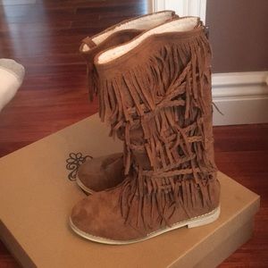 Girls used caramel suede Joyfolie boots sz 13